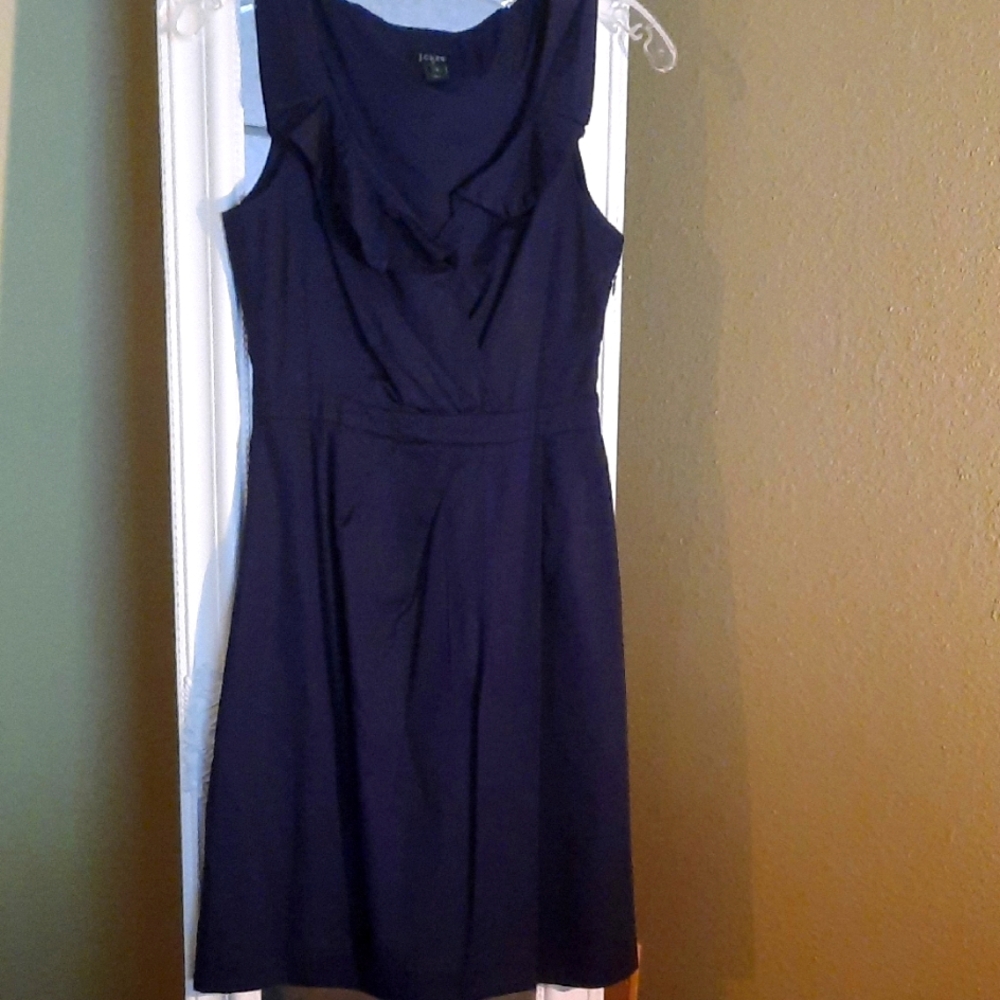 Jcrew NavyBlue Pleated Dress. Size 0, Cotton